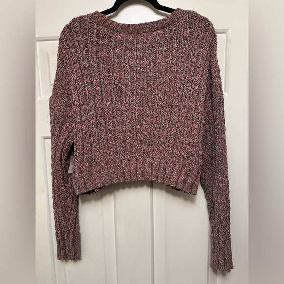 Arizona Jean Company Cropped Chunky Cable Knit Sweater in Color Warm Marl Size L - Picture 4 of 5